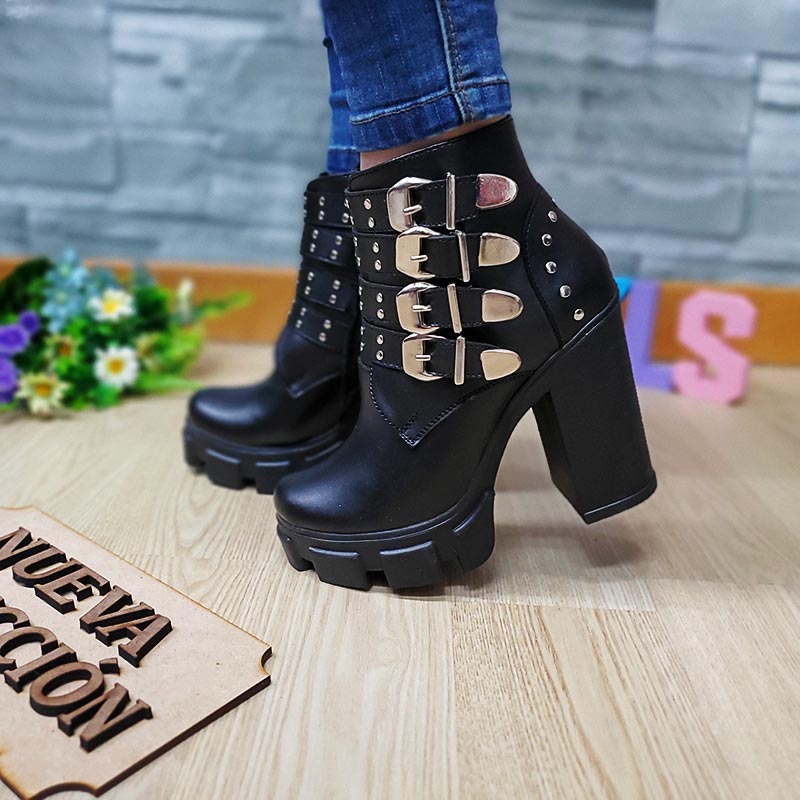 Botín JB 1228 4 correas Tacon7.5  Negro - Imagen 5