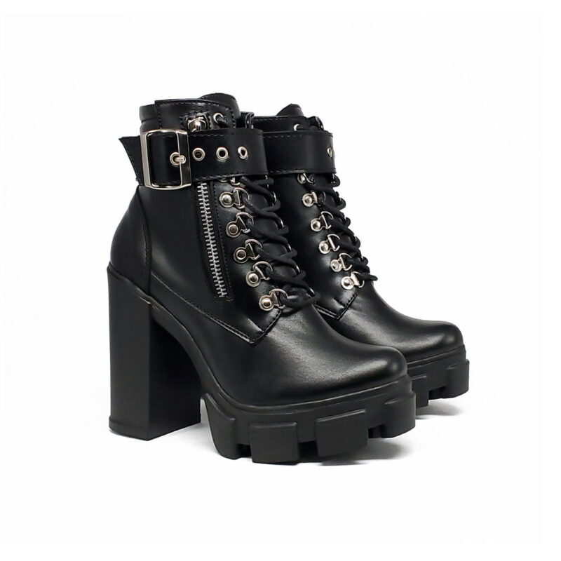 Botín JB Cordón 1218 Y cremallera Tacon7.5  Negro