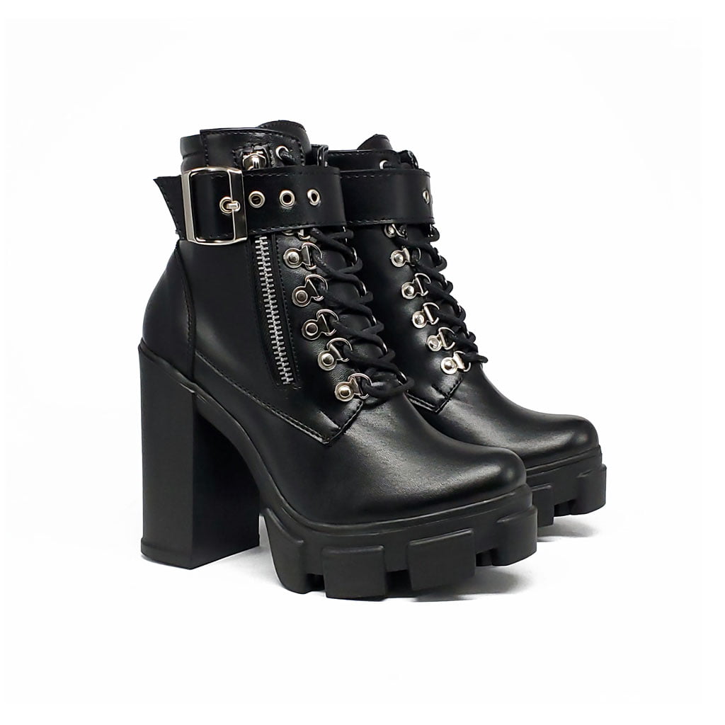 Botín JB Cordón 1218 Y cremallera Tacon7.5  Negro