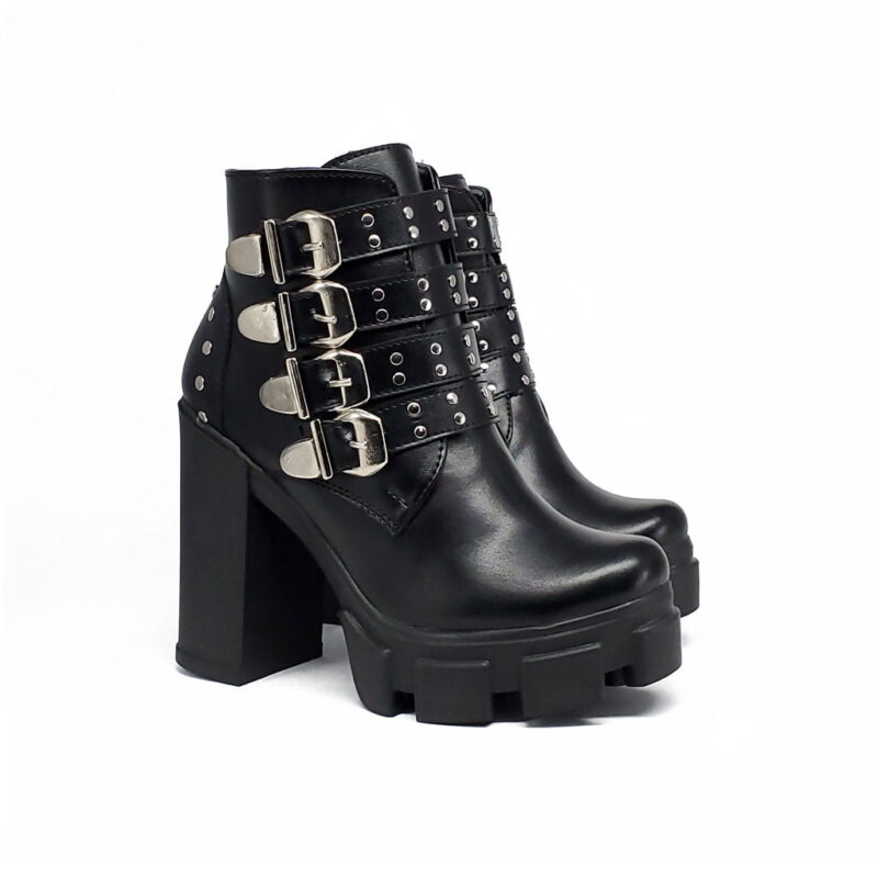 Botín JB 1228 4 correas Tacon7.5  Negro