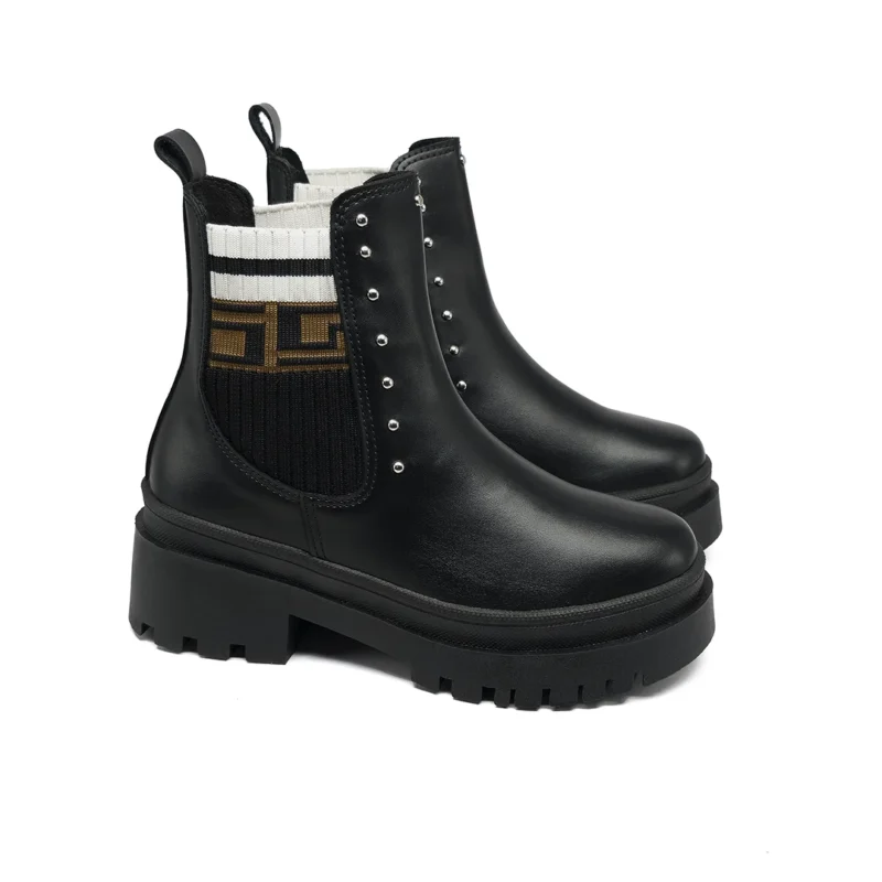 Botín MB 1508 étnico plano negro