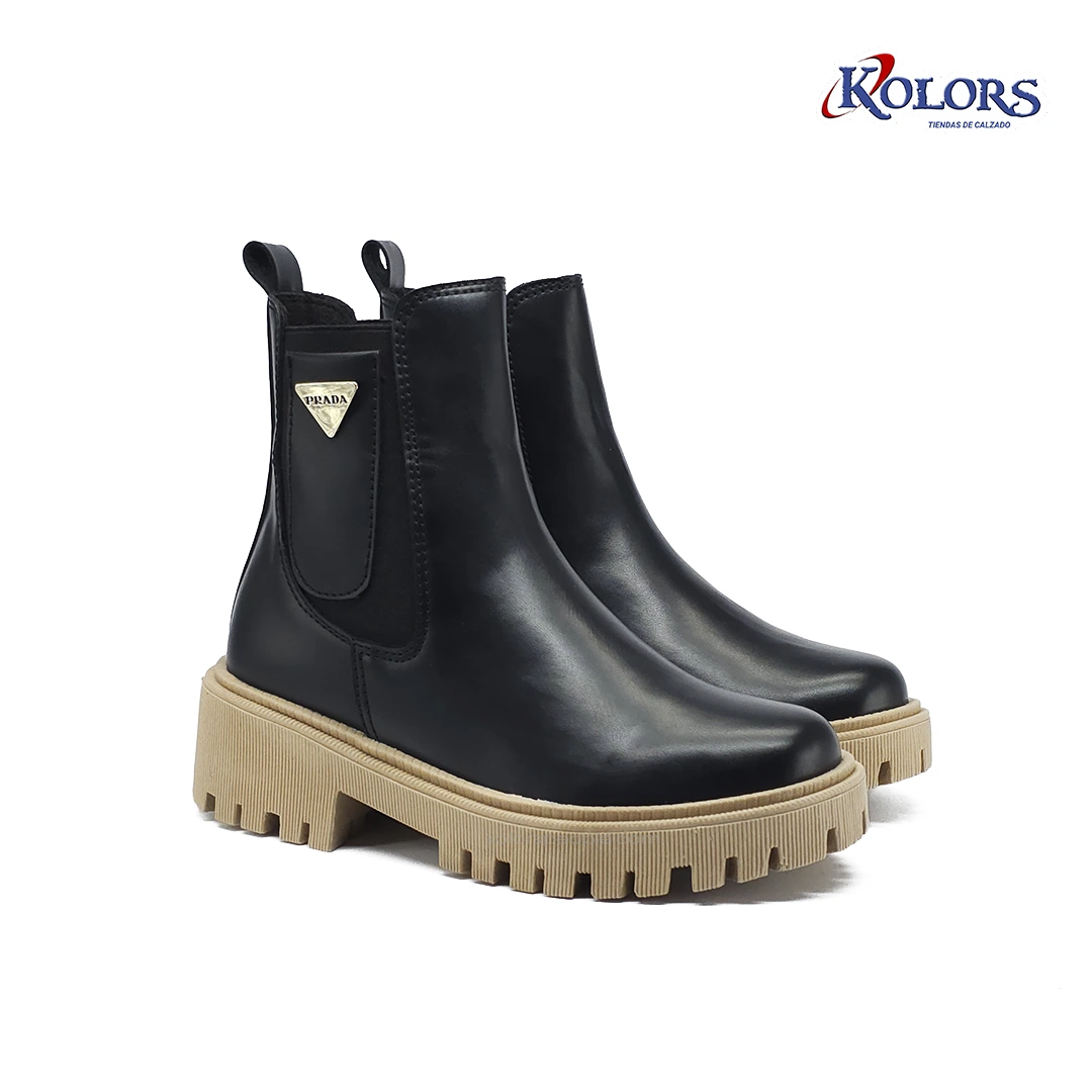 Botín MB 1567 Rigel plana  negro*ocre - Imagen 2