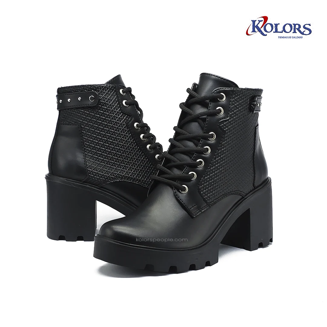 Botín MB 1631  Deana Base cuero negro   tacón 5.5