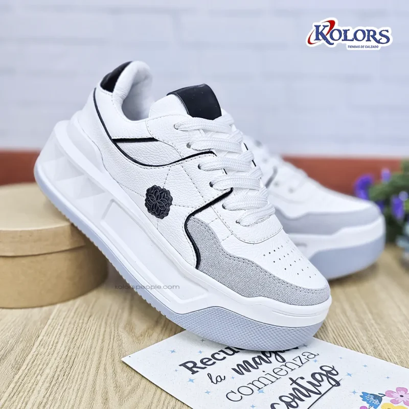 Alternative view of Tenis Valentina 1656  mujer Blanco*Negro