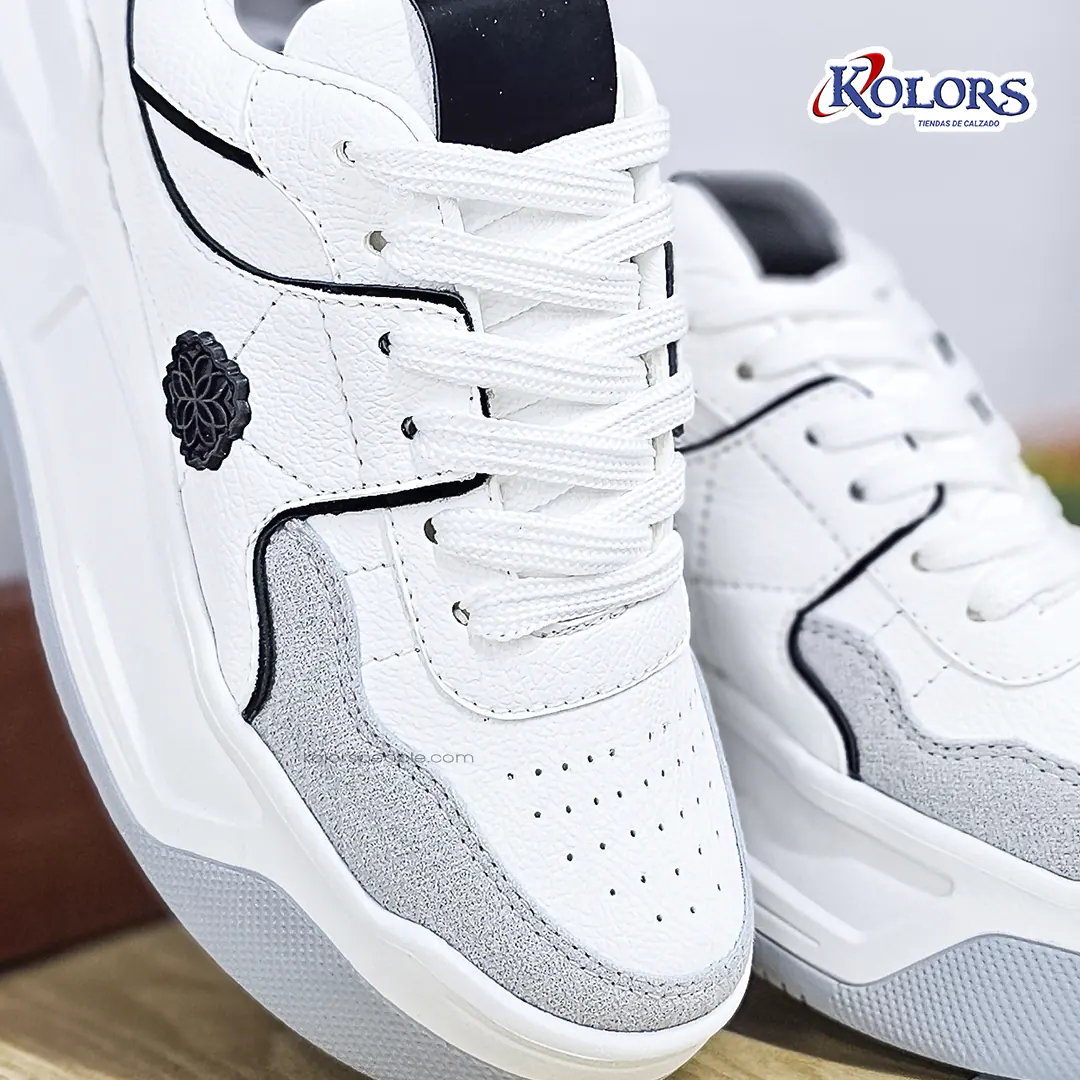 Tenis Valentina 1656  mujer Blanco*Negro - Imagen 5