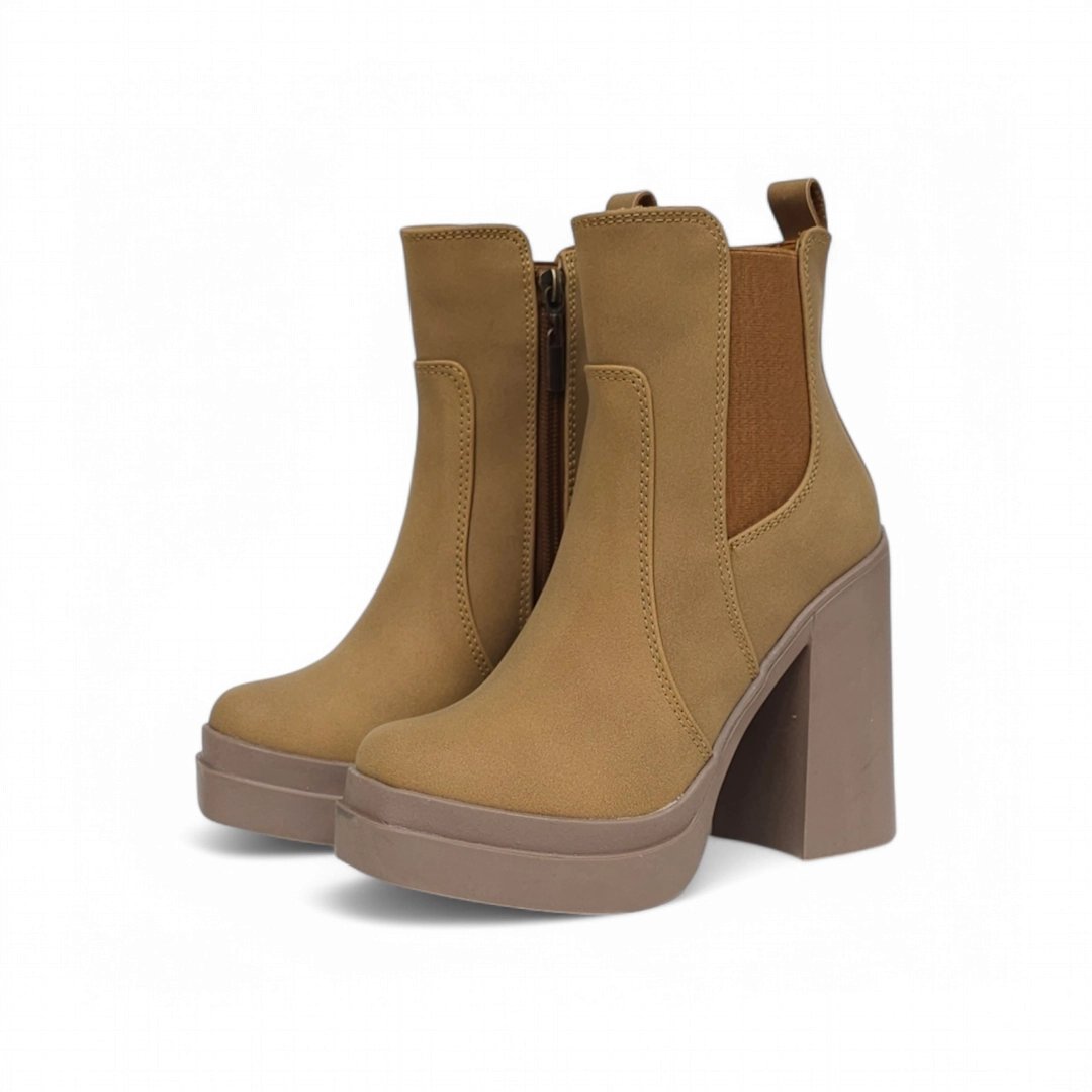 Bota 1745 Mila base cuero Miel tacon 9.5 - Imagen 3