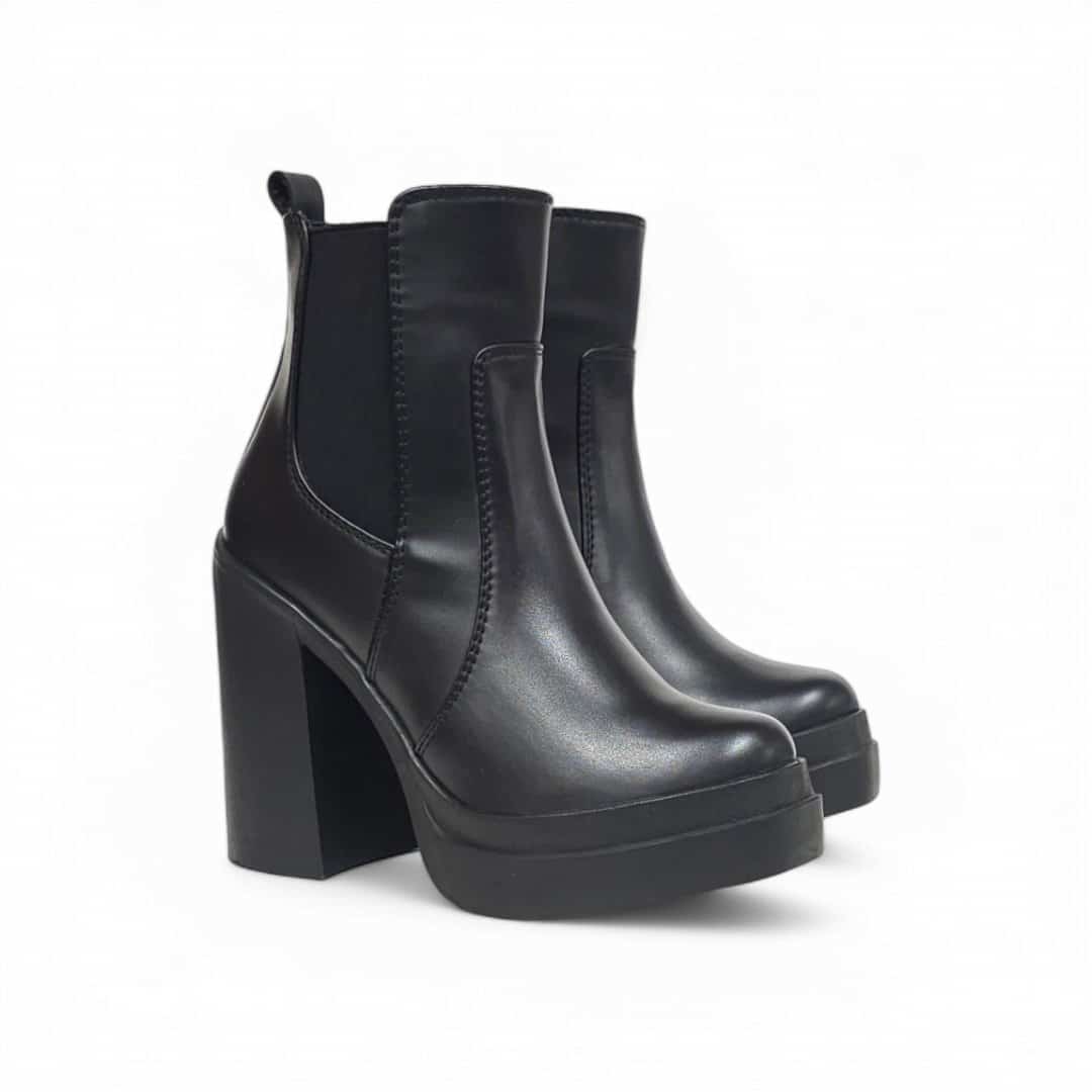 Bota 1745 Mila base cuero Negro tacon 9.5 - Imagen 2