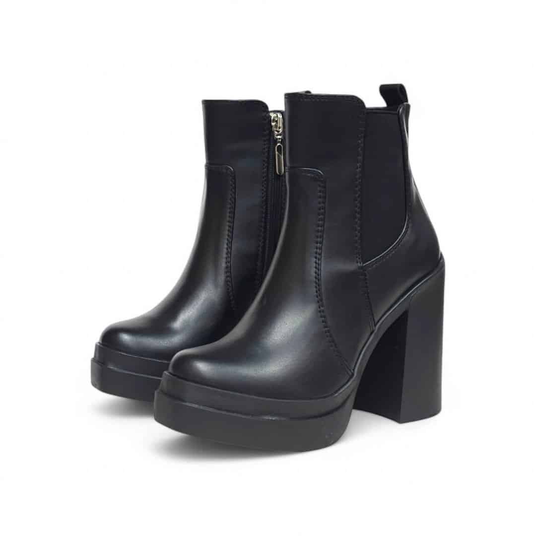 Bota 1745 Mila base cuero Negro tacon 9.5 - Imagen 4