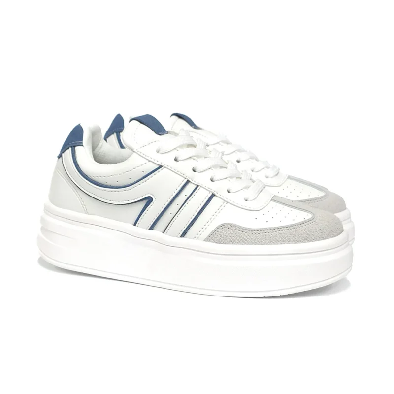 Alternative view of Sneakers  Aura Plataforma Mujer Blanco con Detalles Azules