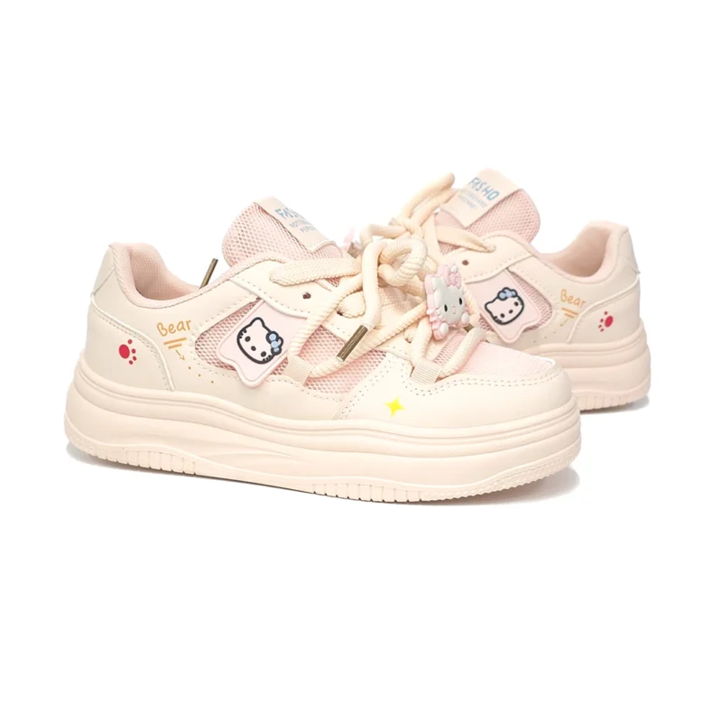 Kolors Candy Tenis Casual para Mujer Blanco y Rosa con Accesorios Decorativos